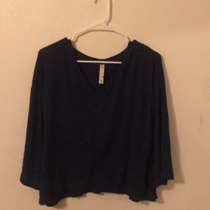 Long sleeve soft dark blue crop top